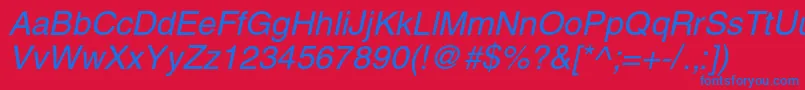 フォントHelioscItalic – 赤い背景に青い文字