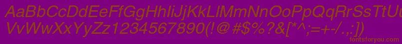 HelioscItalic-fontti – ruskeat fontit violetilla taustalla