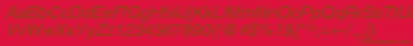 HelioscItalic-fontti – ruskeat fontit punaisella taustalla