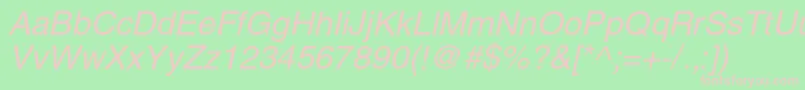 フォントHelioscItalic – 緑の背景にピンクのフォント