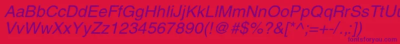 フォントHelioscItalic – 赤い背景に紫のフォント