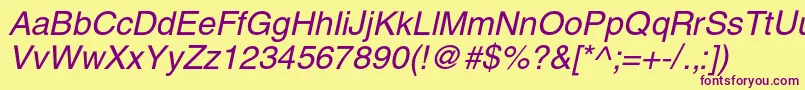 HelioscItalic Font – Purple Fonts on Yellow Background