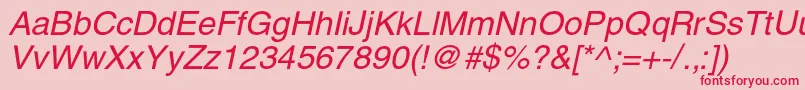フォントHelioscItalic – ピンクの背景に赤い文字