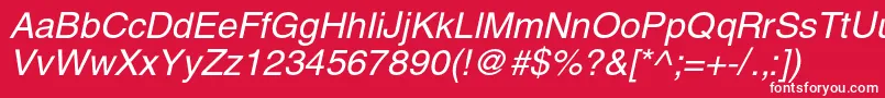 フォントHelioscItalic – 赤い背景に白い文字