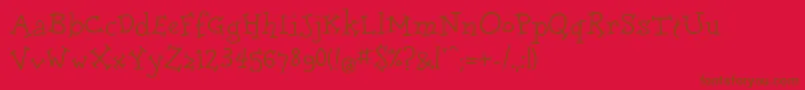 Doloresc-Schriftart – Braune Schriften auf rotem Hintergrund