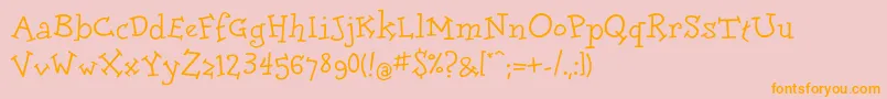 Doloresc-Schriftart – Orangefarbene Schriften auf rosa Hintergrund