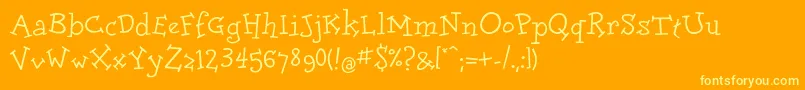 Doloresc-Schriftart – Gelbe Schriften auf orangefarbenem Hintergrund