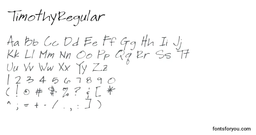 Schriftart TimothyRegular – Alphabet, Zahlen, spezielle Symbole