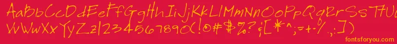 TimothyRegular Font – Orange Fonts on Red Background