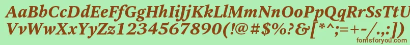 OctavaBoldItalic-fontti – ruskeat fontit vihreällä taustalla