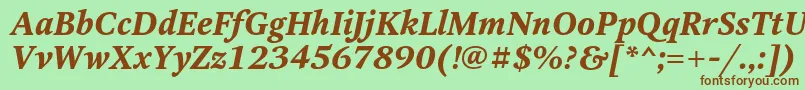 Fonte OctavaBoldItalic – fontes marrons em um fundo verde