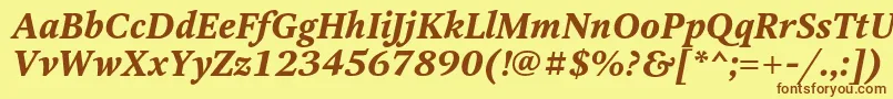 Fonte OctavaBoldItalic – fontes marrons em um fundo amarelo