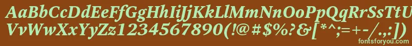 OctavaBoldItalic-fontti – vihreät fontit ruskealla taustalla