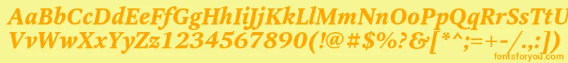 OctavaBoldItalic-fontti – oranssit fontit keltaisella taustalla