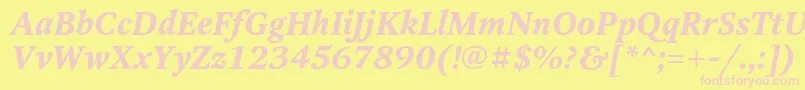 Fonte OctavaBoldItalic – fontes rosa em um fundo amarelo