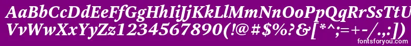 OctavaBoldItalic-fontti – valkoiset fontit violetilla taustalla