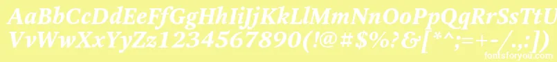 OctavaBoldItalic-fontti – valkoiset fontit keltaisella taustalla