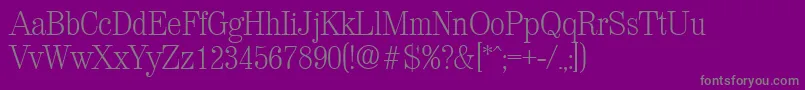 Weitere Informationen zur ValenciaXlight-Schriftart ValenciaXlight-Schriftart – Graue Schriften auf violettem Hintergrund