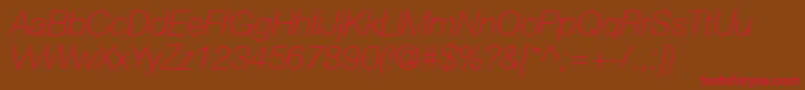 Saiba mais sobre a fonte HelveticaNeueCe36ThinItalic Fonte HelveticaNeueCe36ThinItalic – fontes vermelhas em um fundo marrom