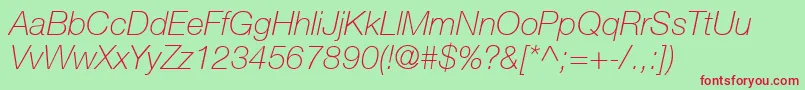 More about HelveticaNeueCe36ThinItalic Font HelveticaNeueCe36ThinItalic Font – Red Fonts on Green Background