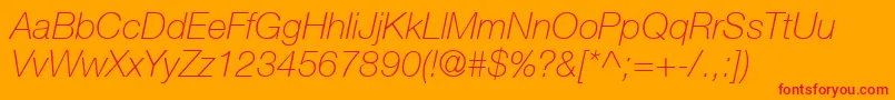 Подробнее о шрифте HelveticaNeueCe36ThinItalic Шрифт HelveticaNeueCe36ThinItalic – красные шрифты на оранжевом фоне