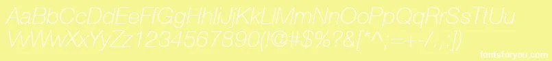 フォントHelveticaNeueCe36ThinItalic – 黄色い背景に白い文字
