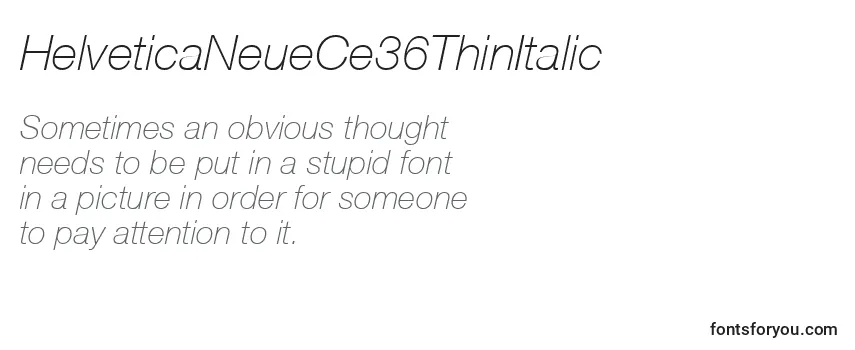 Reseña de la fuente HelveticaNeueCe36ThinItalic