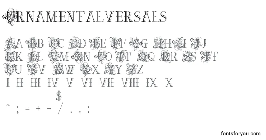 A fonte Ornamentalversals – alfabeto, números, caracteres especiais