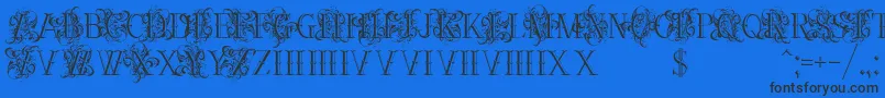 Ornamentalversals Font – Black Fonts on Blue Background