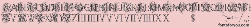 Ornamentalversals-Schriftart – Schwarze Schriften auf rosa Hintergrund