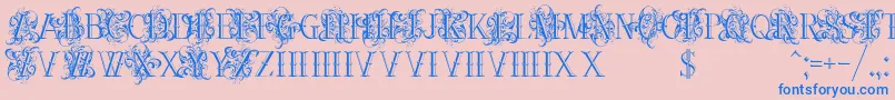 Ornamentalversals Font – Blue Fonts on Pink Background