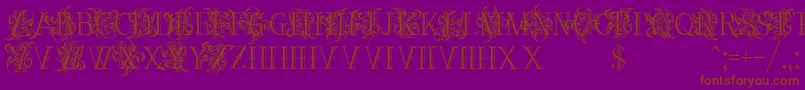 Więcej informacji o czcionce Ornamentalversals Czcionka Ornamentalversals – brązowe czcionki na fioletowym tle