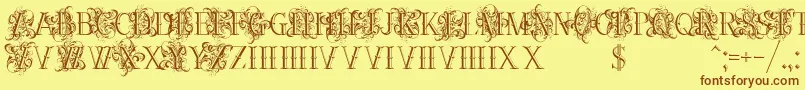 Ornamentalversals-Schriftart – Braune Schriften auf gelbem Hintergrund