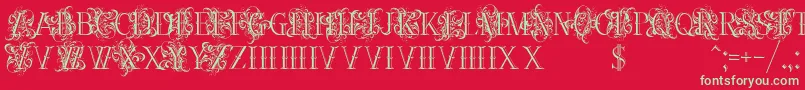 Ornamentalversals Font – Green Fonts on Red Background