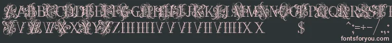 Ornamentalversals-Schriftart – Rosa Schriften auf schwarzem Hintergrund