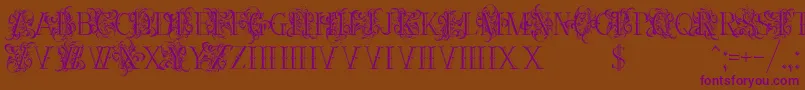 Ornamentalversals-Schriftart – Violette Schriften auf braunem Hintergrund