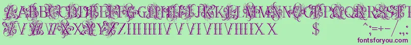 Ornamentalversals-Schriftart – Violette Schriften auf grünem Hintergrund