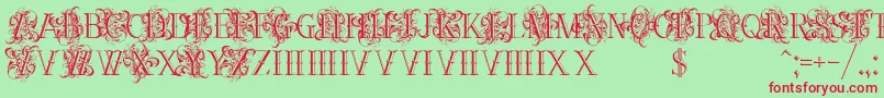 Ornamentalversals-Schriftart – Rote Schriften auf grünem Hintergrund