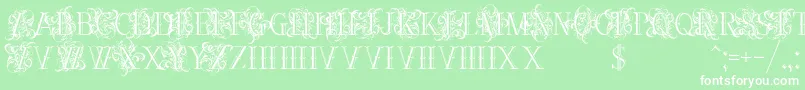 Ornamentalversals Font – White Fonts on Green Background