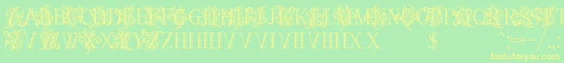 Ornamentalversals Font – Yellow Fonts on Green Background