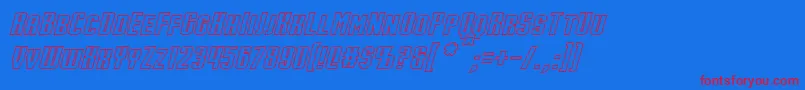 StarkHollowItalic Font – Red Fonts on Blue Background