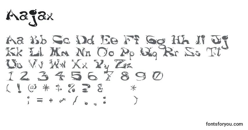 A fonte Aajax – alfabeto, números, caracteres especiais