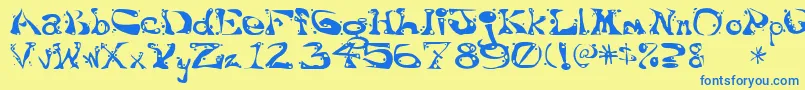 フォントAajax – 青い文字が黄色の背景にあります。