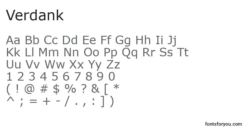 Czcionka Verdank – alfabet, cyfry, specjalne znaki