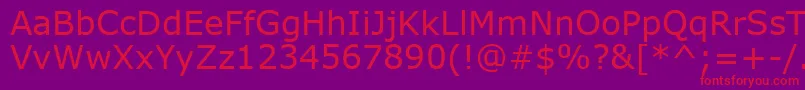 Verdank-fontti – punaiset fontit violetilla taustalla