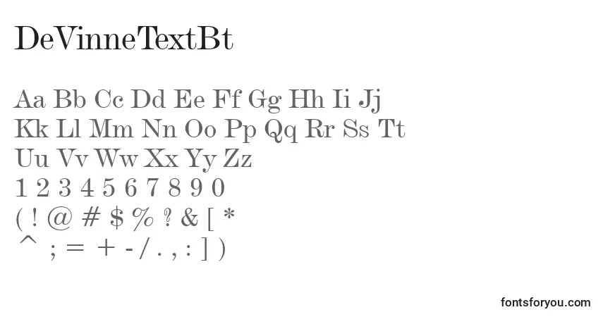 Шрифт DeVinneTextBt – алфавит, цифры, специальные символы