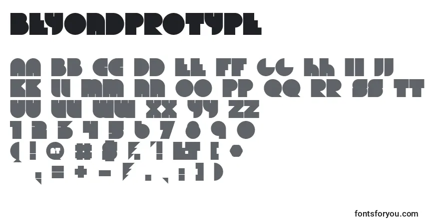 A fonte Beyondprotype – alfabeto, números, caracteres especiais