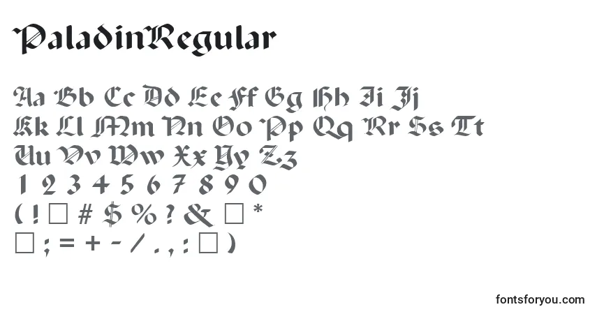 Schriftart PaladinRegular – Alphabet, Zahlen, spezielle Symbole