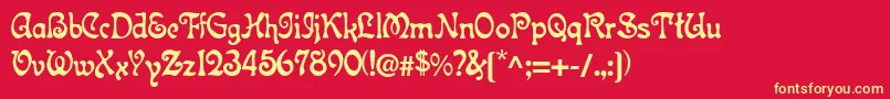 Topeka Font – Yellow Fonts on Red Background