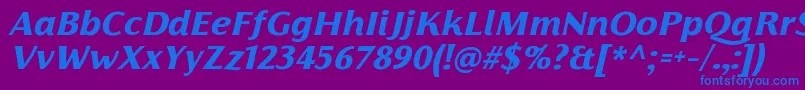 FlorentiaExtraboldItalicTrial-Schriftart – Blaue Schriften auf violettem Hintergrund